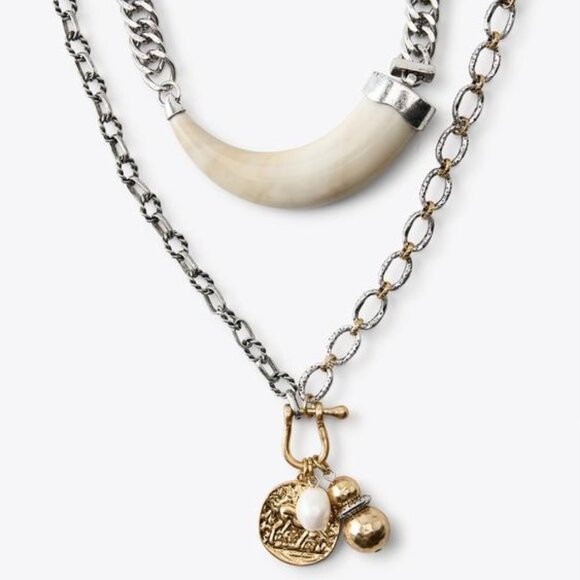 Zara PACK OF 2 HORN AND CHARM NECKLACES - Picture 2 of 3